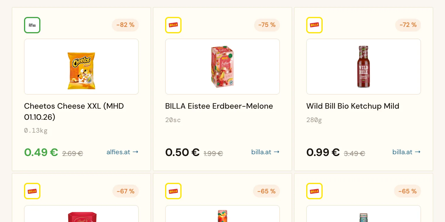 Beispiel: Angebote mit Rabatt in Prozent und durchgestrichenem Normalpreis